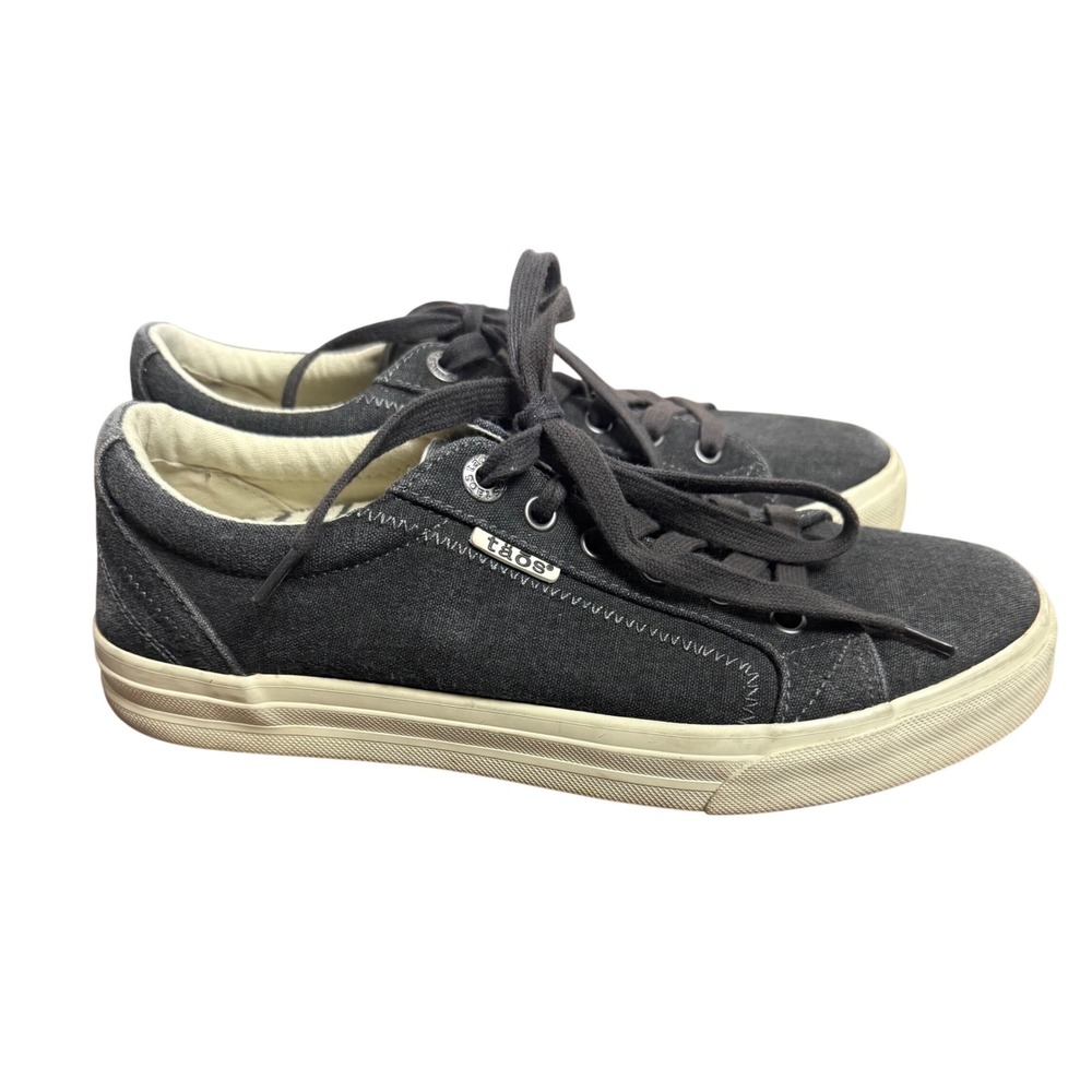 Taos Women's Dark Gray Canvas Lace‎ Up Sneakers Comfort Casual Shoes Size 8